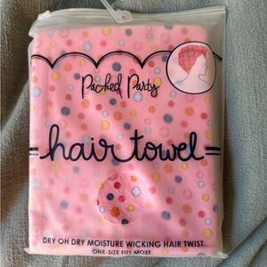 Pink with Polka Dots Hair Towel. New/ never opened